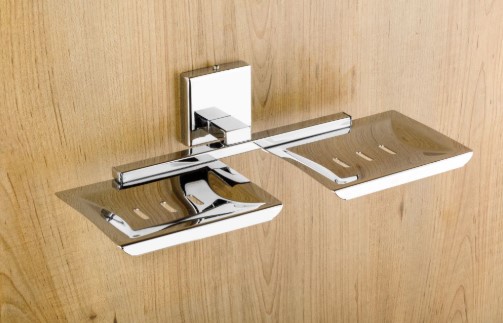 Falcon FC-407 Double Soap Dish Bathroom Accessory for Home, Hotel and Apartment Washrooms, Elegant and Practical Dual Soap Holder for Organized Everyday Use, Decor and Value